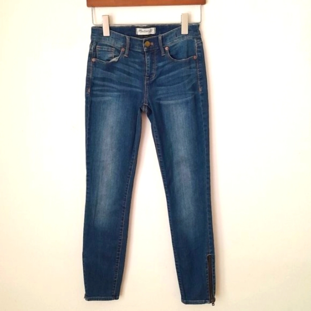 💥 EUC Madewell Dark Wash Ankle Zip Skinny Jeans, Size 25